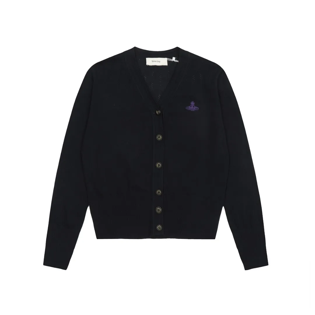 vivienne west wood West Queen Vivian Saturn New Retro "Unisex" Hollow Design Knitted Sweater Wool Round Neck 2024 Spring Latest Style Size: S -M- L Color: Apricot Navy
